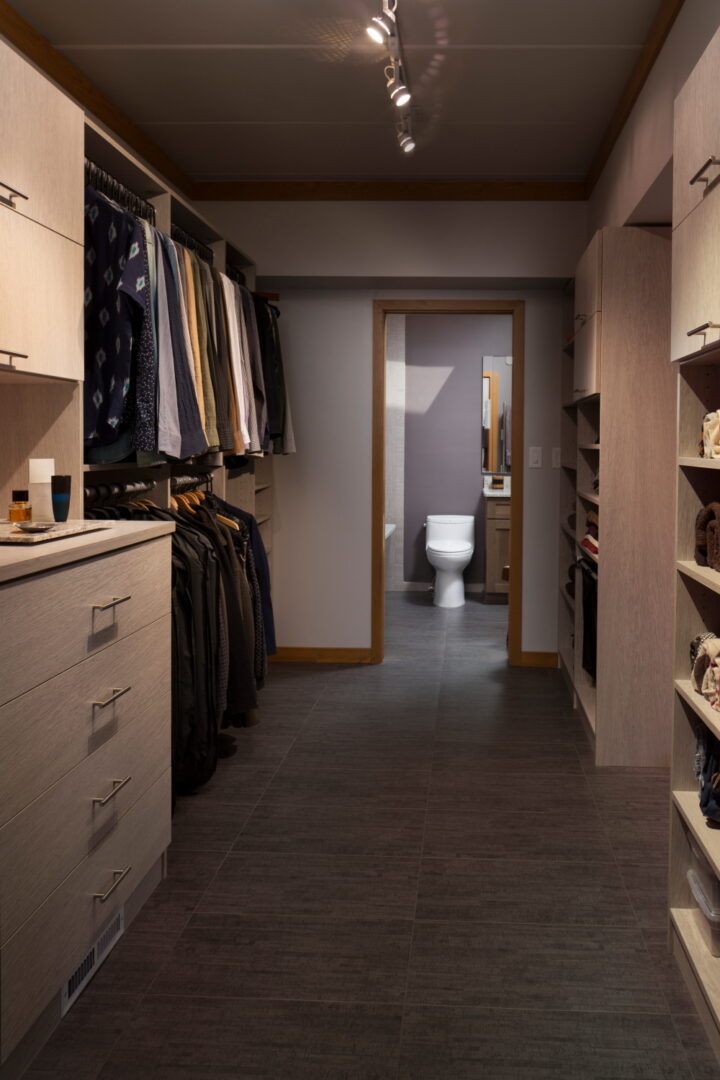 A large wardrobe room
